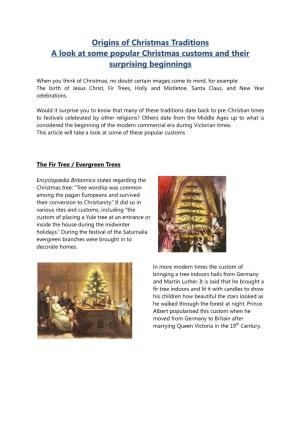 Origins of Christmas Traditions a Look at Some Popular Christmas Customs and Their Surprising Beginnings