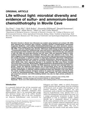 Microbial Diversity and Evidence of Sulfur- and Ammonium-Based Chemolithotrophy in Movile Cave