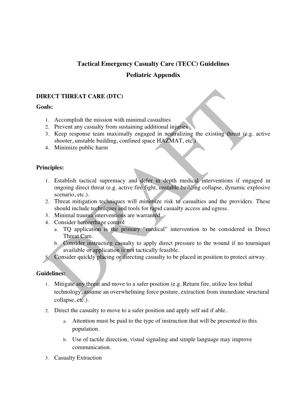 V1 DRAFT Pediatric TECC Guidelines