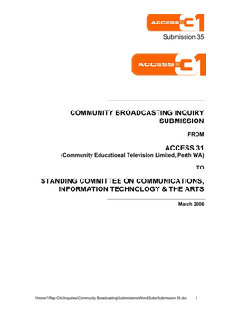 Community Broadcasting Inquiry Submission Access