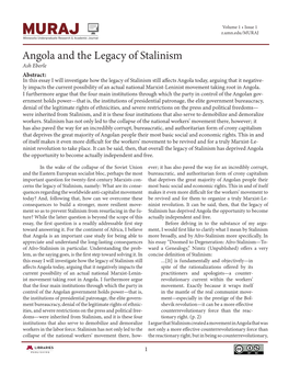 Angola and the Legacy of Stalinism