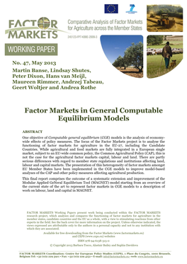 Factor Markets in General Computable Equilibrium Models