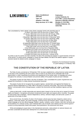 The Constitution of the Republic of Latvia