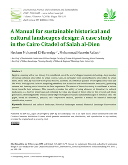 A Case Study in the Cairo Citadel of Salah Al-Dien