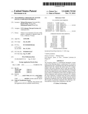 (12) United States Patent (10) Patent No.: US 8,882,729 B2 Horstmann Et Al