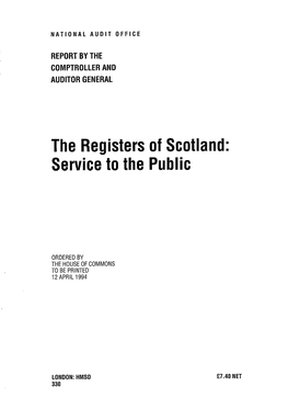 The Registers of Scotland: Service to the P”B!X