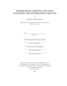 WAFER-LEVEL TESTING and TEST PLANNING for INTEGRATED CIRCUITS By