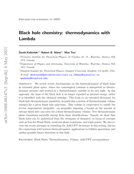 Black Hole Chemistry: Thermodynamics with Lambda Arxiv:1608.06147V3