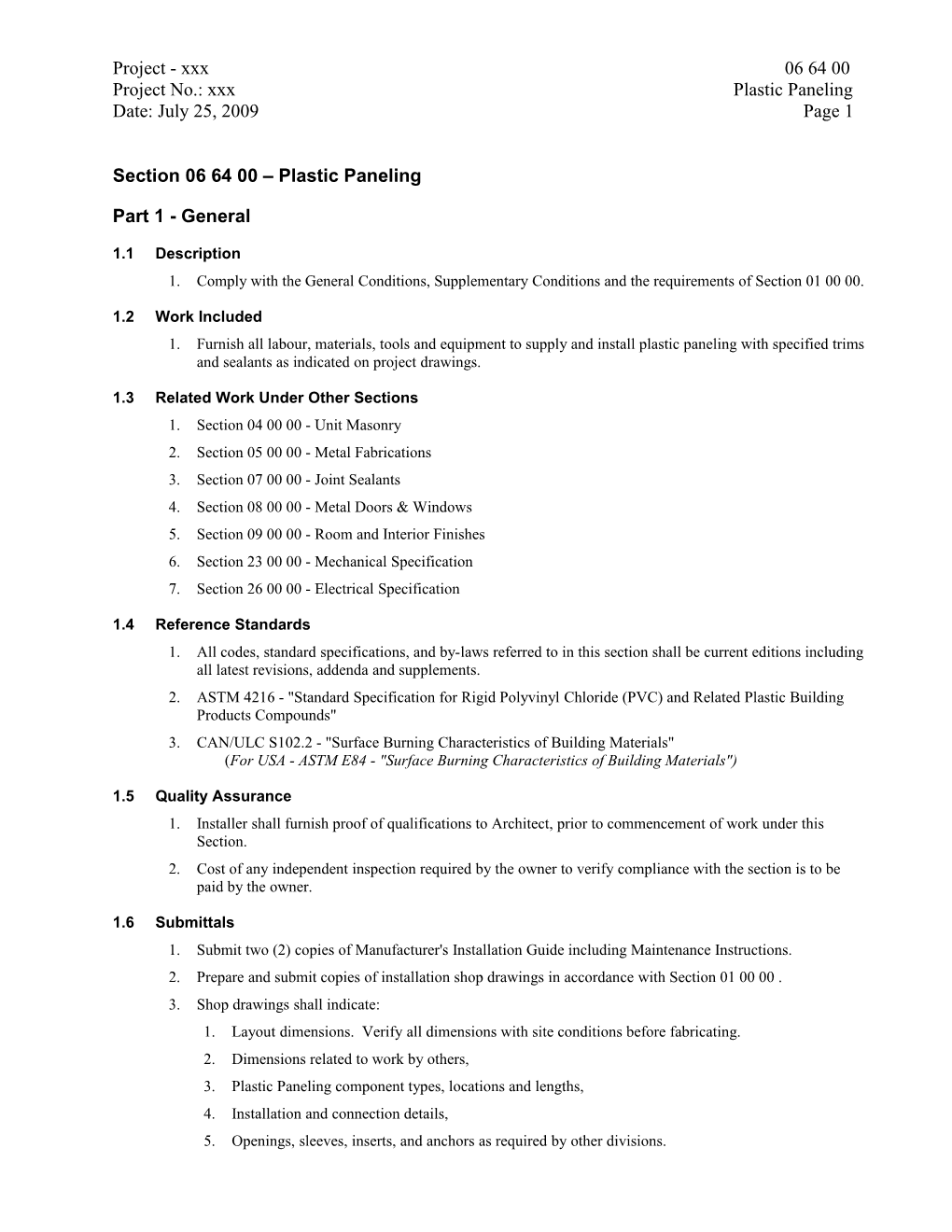 Section 03140 Polymer-Encased Concrete Walls