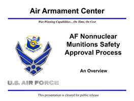 AF Nonnuclear Munitions Safety Approval Process