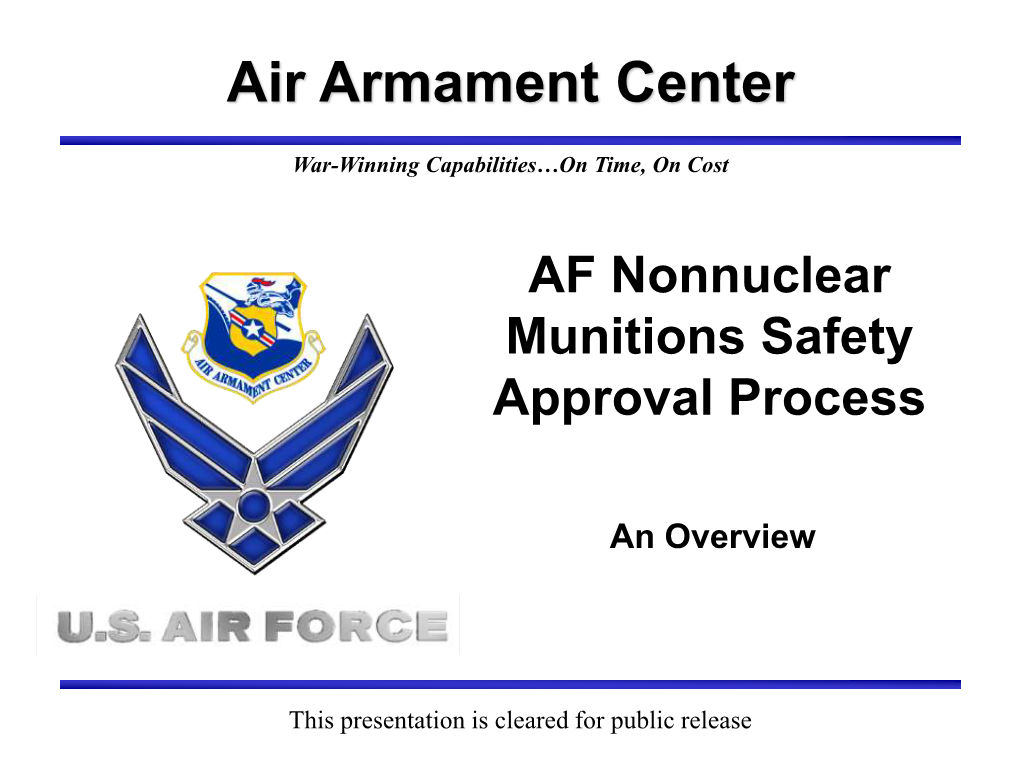 AF Nonnuclear Munitions Safety Approval Process - DocsLib