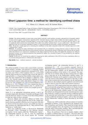 Short Lyapunov Time: a Method for Identifying Confined Chaos