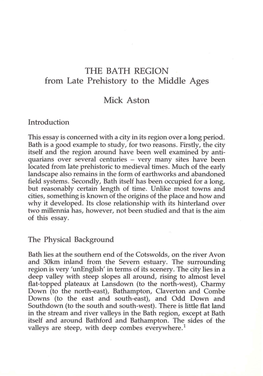 THE BATH REGION from Late Prehistory to the Middle Ages Mick