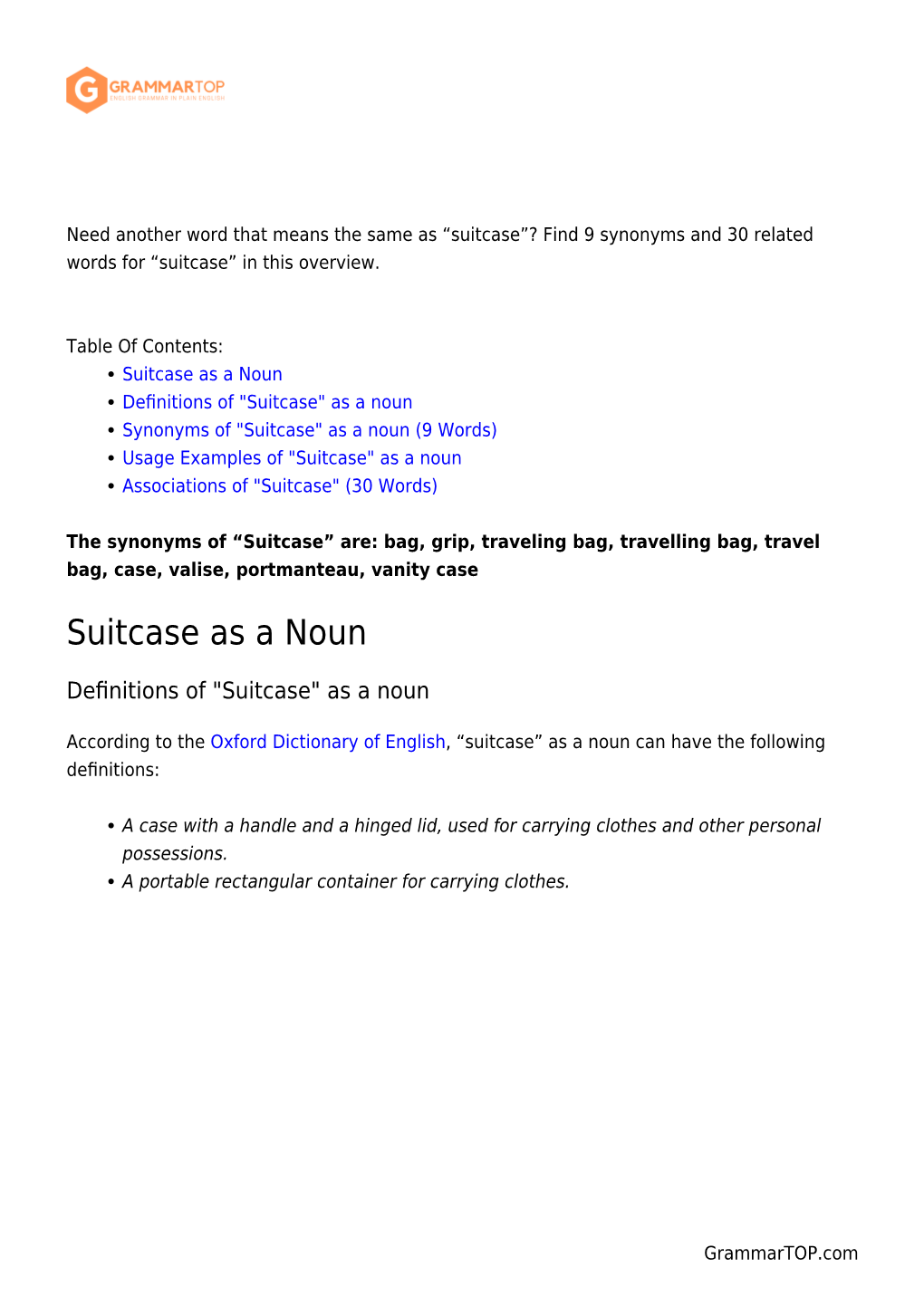 Suitcase”? Find 9 Synonyms and 30 Related Words for “Suitcase” in This Overview