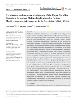 Architecture and Sequence Stratigraphy of the Upper Coralline