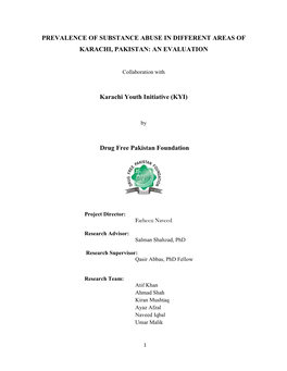 Prevalence of Substance Abuse in Different Areas of Karachi, Pakistan: an Evaluation