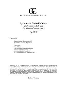 Systematic Global Macro: Performance, Risk, and Correlation Characteristics