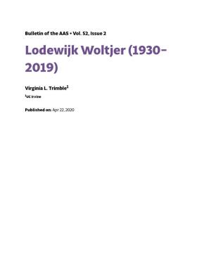 Lodewijk Woltjer (1930– 2019)