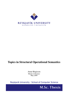 Topics in Structural Operational Semantics