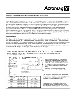 Application Note: Adding Protection When Switching Inductive Loads ______