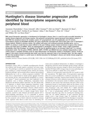 S Disease Biomarker Progression Profile Identified by Transcriptome