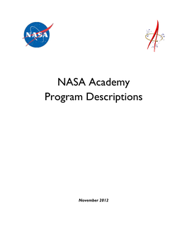 NASA Academy Program Descriptions