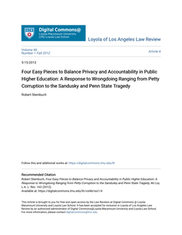 Four Easy Pieces to Balance Privacy and Accountability in Public Higher Education
