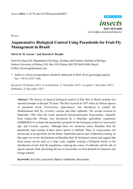 Augmentative Biological Control Using Parasitoids for Fruit Fly Management in Brazil