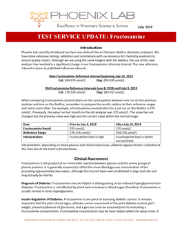 TEST SERVICE UPDATE: Fructosamine