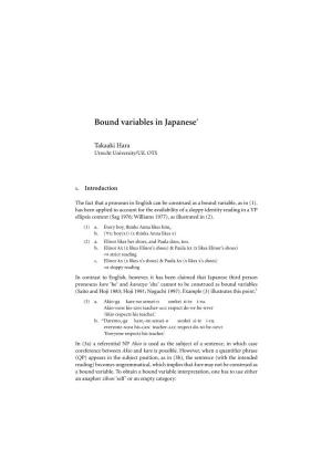 Bound Variables in Japanese"