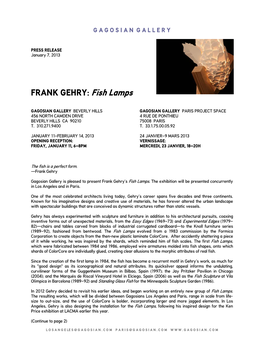 FRANK GEHRY: Fish Lamps
