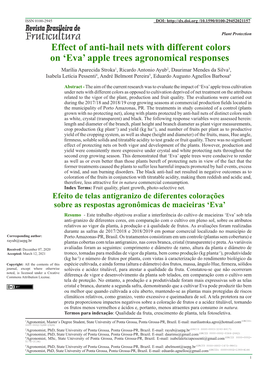 Effect of Anti-Hail Nets with Different Colors on 'Eva' Apple Trees
