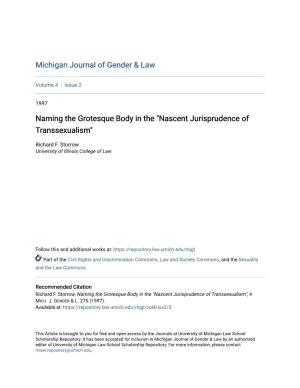 Naming the Grotesque Body in the "Nascent Jurisprudence of Transsexualism"