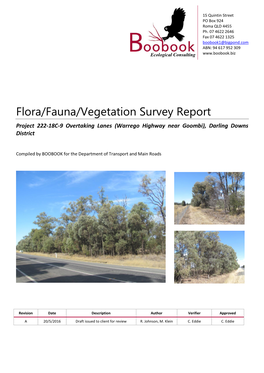 Flora/Fauna/Vegetation Survey Report Project 222-18C-9 Overtaking Lanes (Warrego Highway Near Goombi), Darling Downs District
