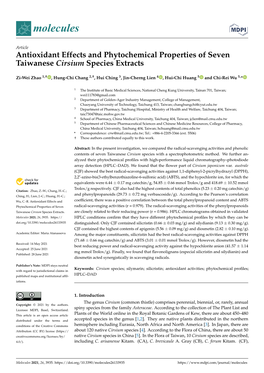 Antioxidant Effects and Phytochemical Properties of Seven Taiwanese Cirsium Species Extracts