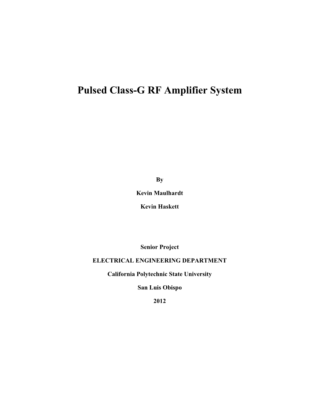 Pulsed Class-G RF Amplifier System