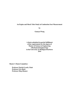 An Engine and Shock Tube Study in Combustion Soot Measurement By