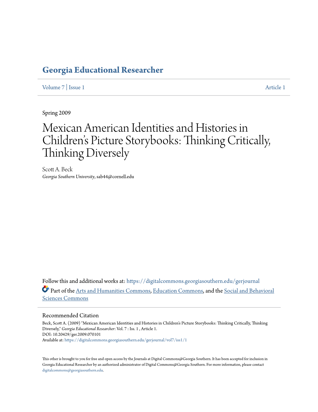 Mexican American Identities and Histories in Children's Picture