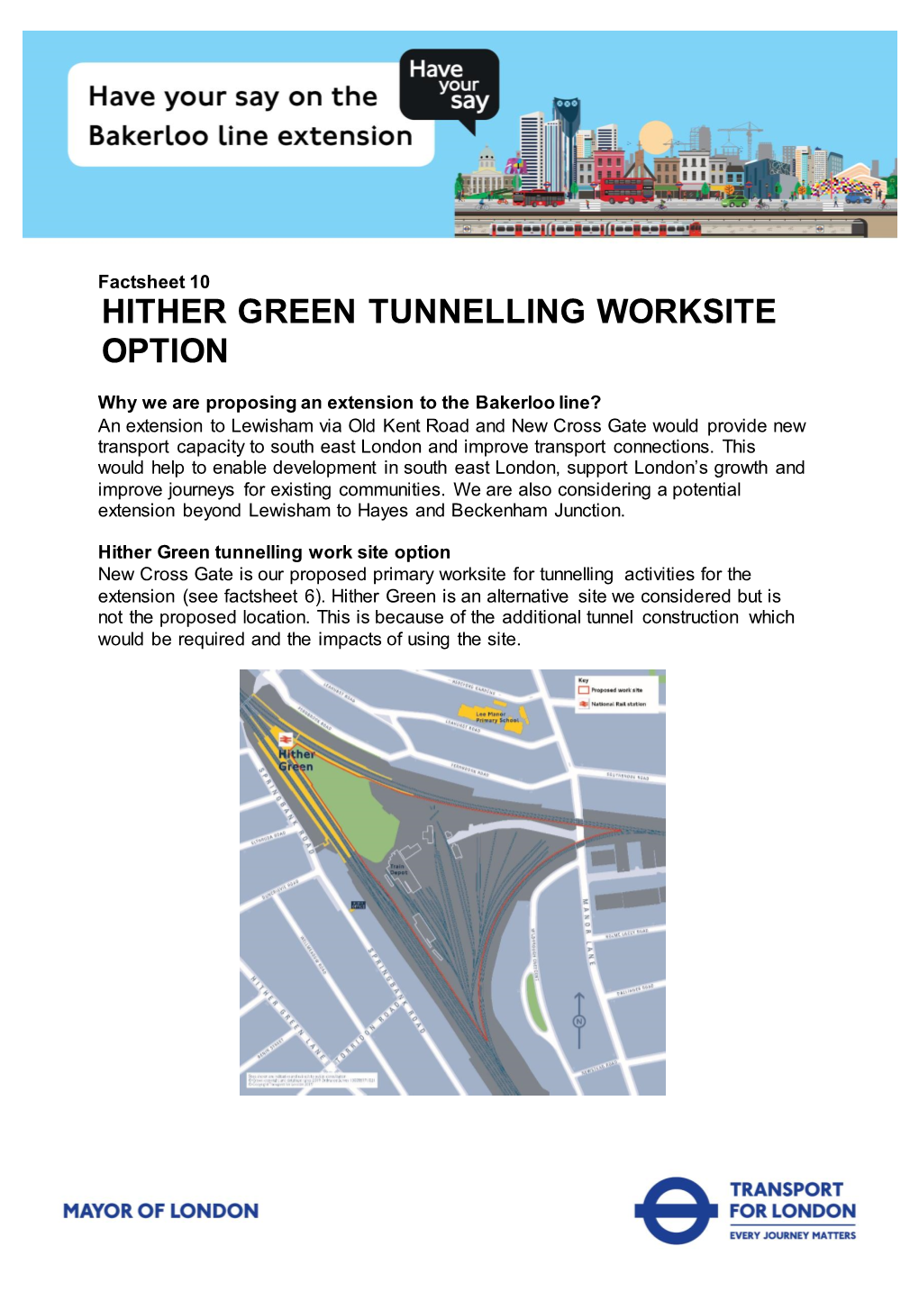Factsheet 10. Hither Green Tunnelling Worksite Option