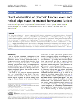 Direct Observation of Photonic Landau Levels and Helical Edge States in Strained Honeycomb Lattices