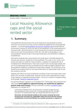 Local Housing Allowance Caps and the Social Rented Sector