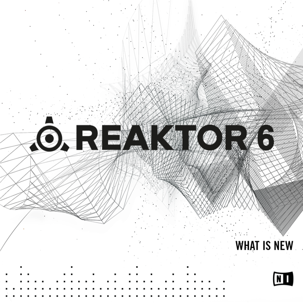 REAKTOR 6 What Is New Is Written for Users Who Are Already Familiar with Previous Versions of REAKTOR and Only Describes the Latest Features in Brief
