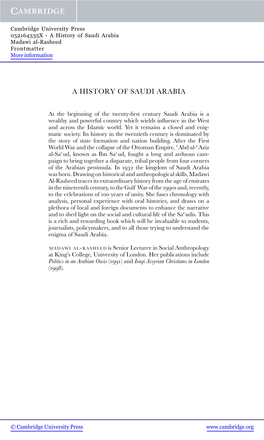 A History of Saudi Arabia Madawi Al-Rasheed Frontmatter More Information
