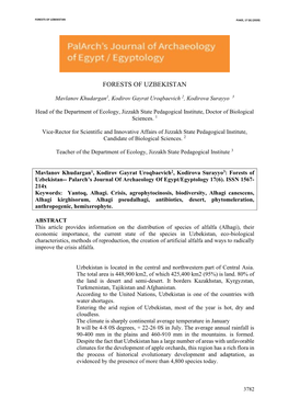 Forests of Uzbekistan Pjaee, 17 (6) (2020)