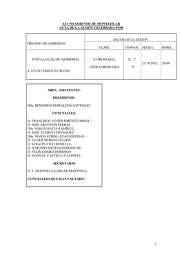 Ayuntamiento De Montejícar Acta De La Sesión Celebrada Por Datos De La Sesión Órgano De Gobierno Clase Convoc Fecha Hora