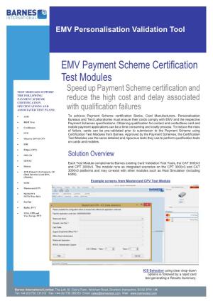 EMV Payment Scheme Certification Test Modules
