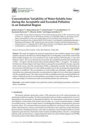 Concentration Variability of Water-Soluble Ions During the Acceptable and Exceeded Pollution in an Industrial Region