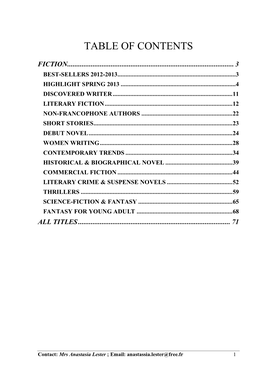 Table of Contents