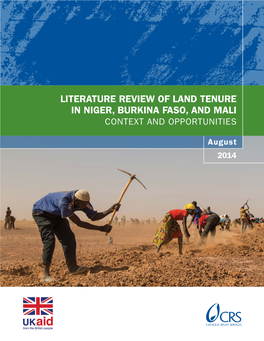 Literature Review of Land Tenure in Niger, Burkina Faso, and Mali Context and Opportunities