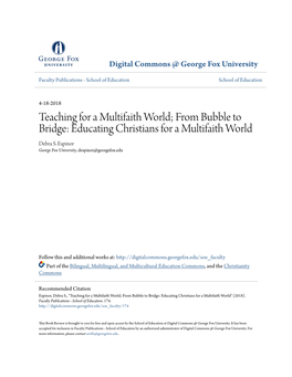 From Bubble to Bridge: Educating Christians for a Multifaith World Debra S